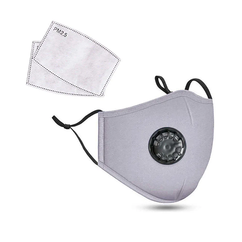 Reusable Cotton Mask Pm2.5 Filter Washable Cloth Fabric Face Masks with Valve Skin Friendly