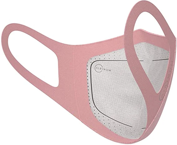 Lite Air Mask, Reusable Face Mask Washable for Men, Women and Kids Comfortable and Lightweight Cloth Mask with 2 Filters and Head-Clip (M, Cloudy Pink)