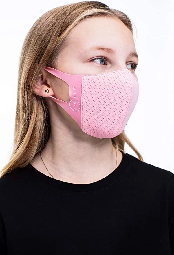 Lite Air Mask, Reusable Face Mask Washable for Men, Women and Kids Comfortable and Lightweight Cloth Mask with 2 Filters and Head-Clip (M, Cloudy Pink)